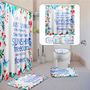 Sunshine Waterproof Bathroom Shower Curtain Toilet Cover Mat Non-Slip Rug Set