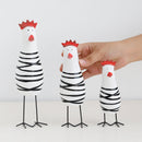 3 Pcs Wooden Chicken Family Set Artificial Animal Ornaments Cute Desktop Decoration Wood Carving Toys for Home Office