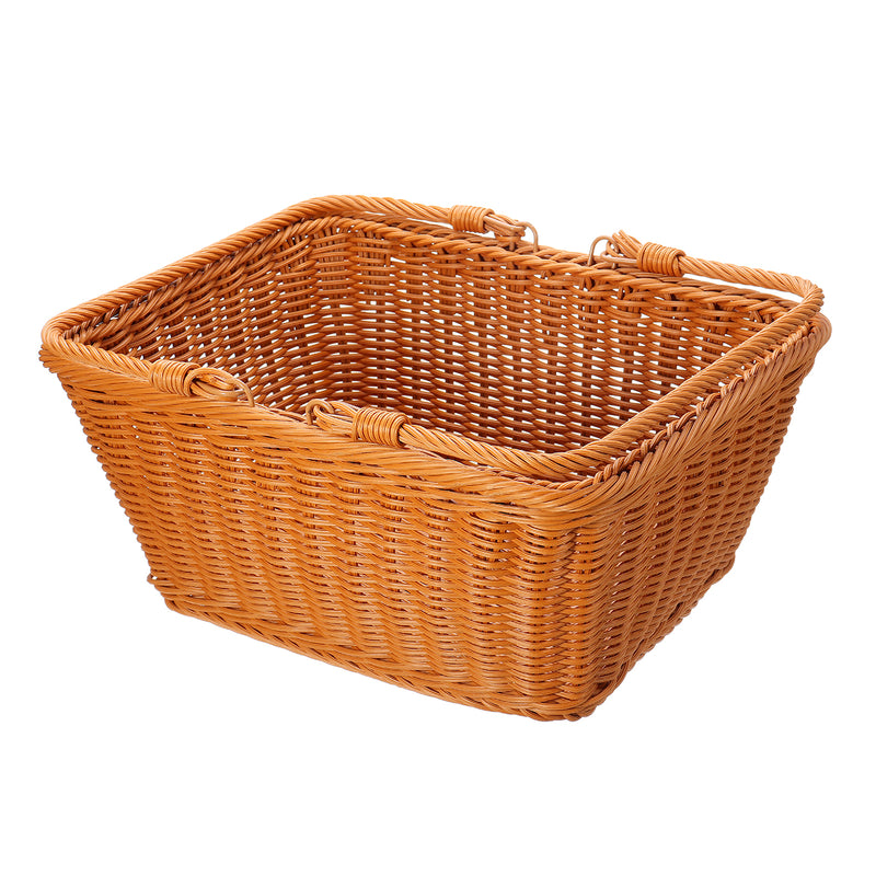Square Woven Hand Storage Baskets Double Folding Handles Picnic Basket for Outdoor Living