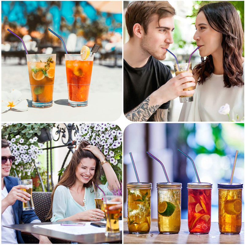 B51135 Stainless Steel Metal Drinking Straw Reusable Straws Cleaner Brush Kit