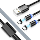 RAXFLY 2 in 1 Type C Micro USB 2.1A Magnetic Cable Fast Charging Data Cable 1m For Smartphone Tablet