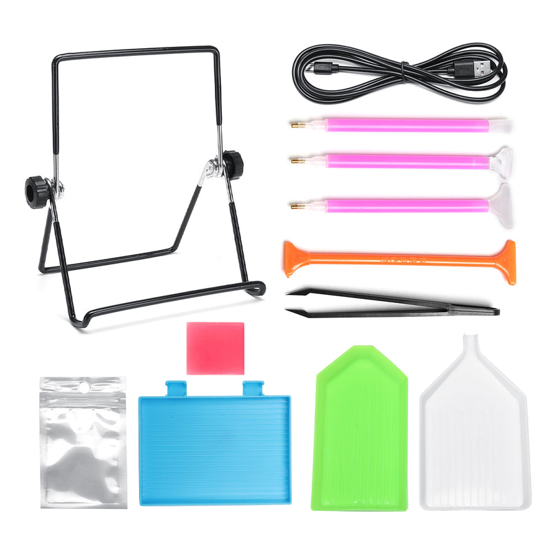 34Pcs LED Light Pad Board Stand Holder 5D Diamond Embroidery Paintings Tools Kit