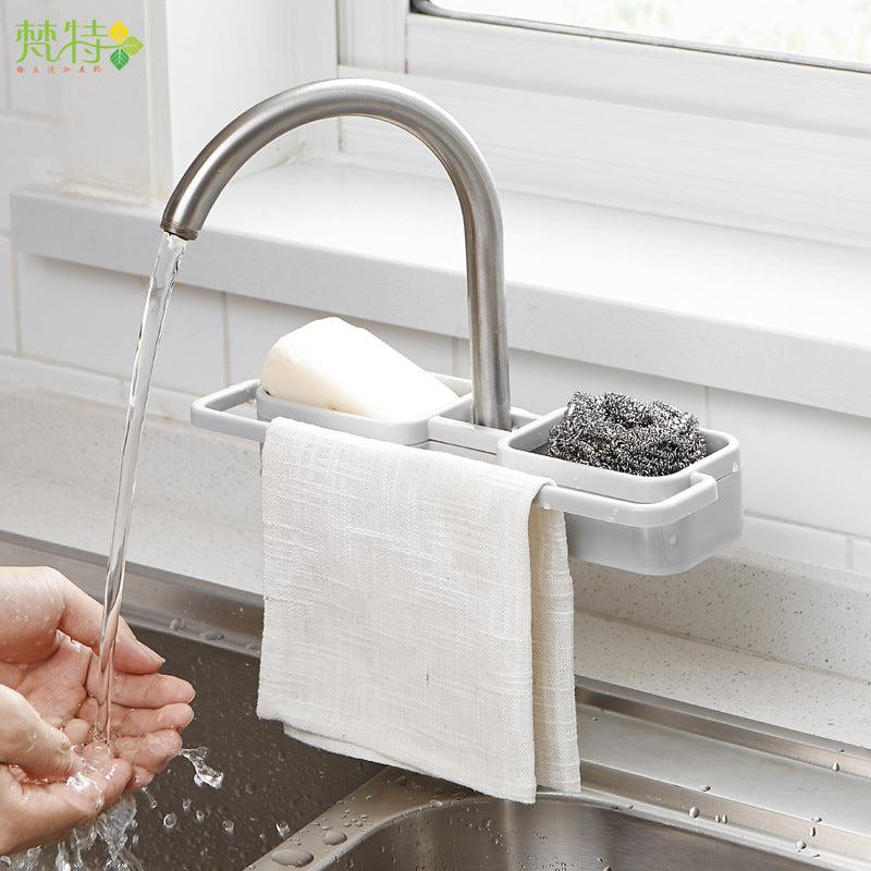 Plastic Sink Tap Faucet Storage Holder Rack Bathroom Kitchen Sponge Shelf Drain Shelf