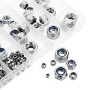 Suleve MXSN4 170Pcs 304 Stainless Steel Lock Nut Assortment M3/4/5/6/8/10/12 Nylon Insert Locknut