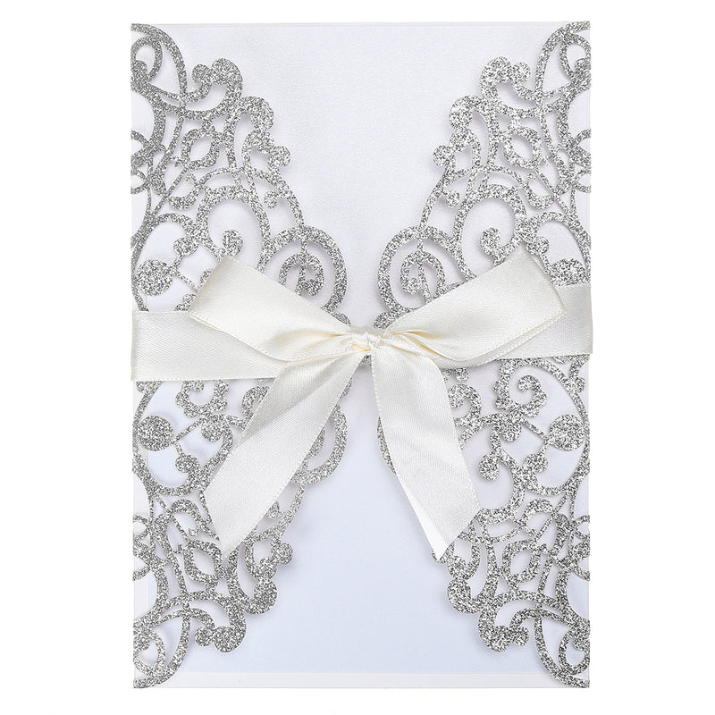 10Pcs Wedding Invitation Greeting Cards Laser Cut Party Invitations with Brown Kraft Card Inser