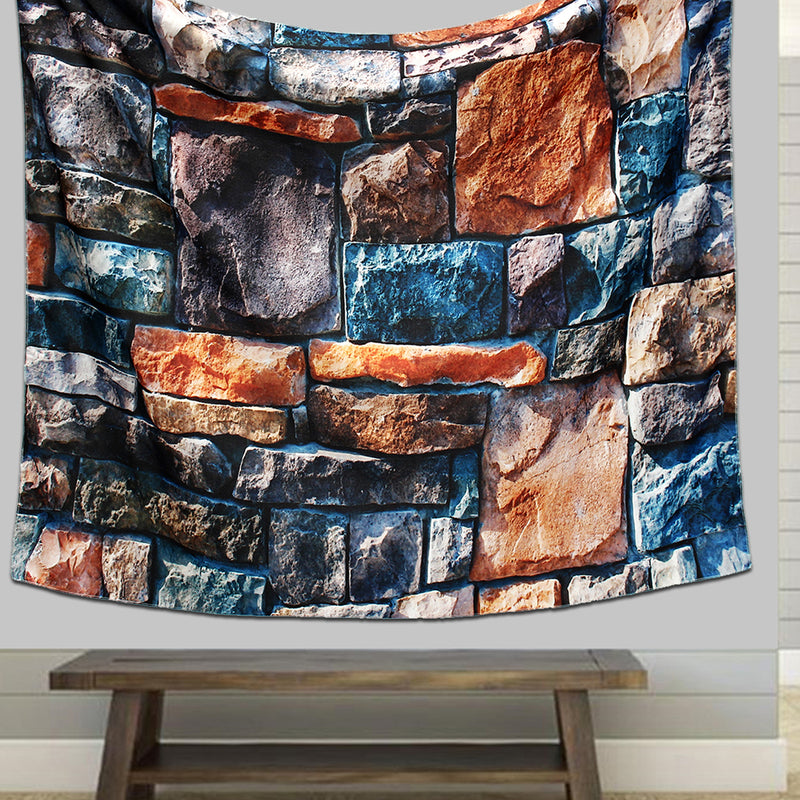 3D Stone Brick Decorative Tapestry Art Wall Hanging Living Room Decor Bedspread