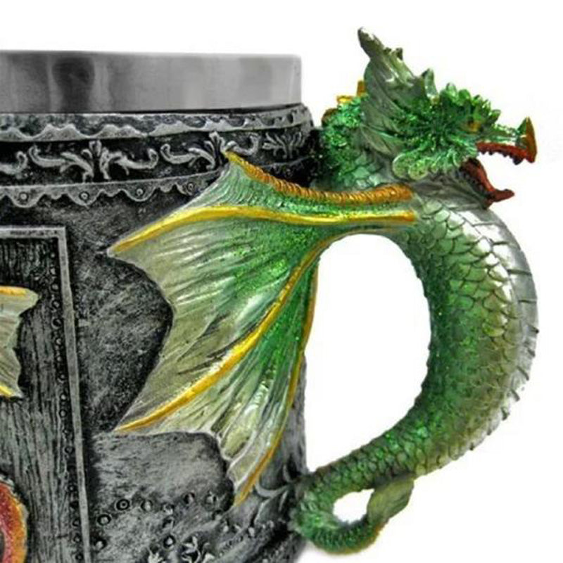 Christmas 3D Novelty Medieval Dragon Mug Faucet Cup Double Wall Stainless Steel Coffee Cups And Mugs