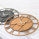 Modern Wall Clock Round Silent Movement Skeleton Roman Numeral Home Minimalist Room Clock