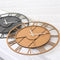 Modern Wall Clock Round Silent Movement Skeleton Roman Numeral Home Minimalist Room Clock