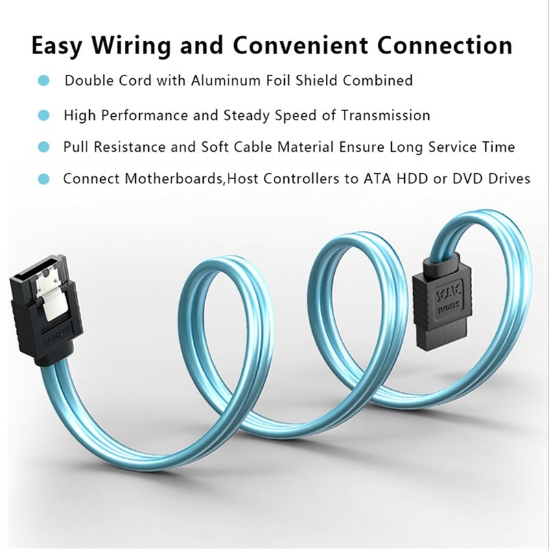 SAMZHE SATA III 6.0 Gbps Data Cable with Locking Latch SATA3 HDD Data Cable for SSD DVD PC Computer Data Cable 50CM 100CM