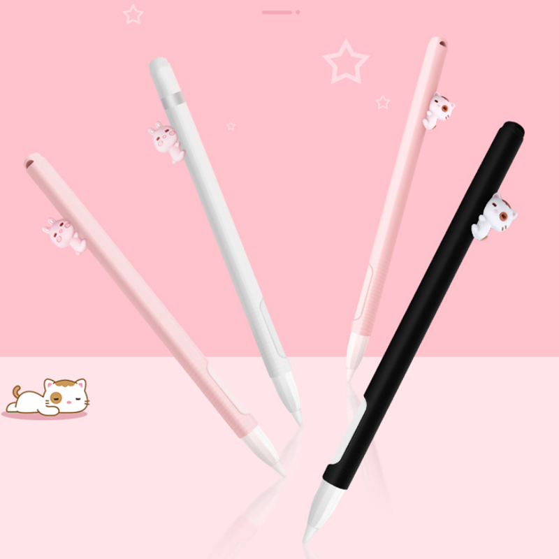 Cute Silica Gel Pen Case for Apple Pencil Anti-fall Magnetic Split Pencil Case for Ipad Pencil