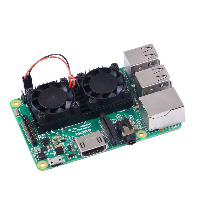 Ultimate Dual Cooling Fan +  Aluminum Heatsink + Copper Heatsink + Thermal Tape Kit For Raspberry Pi 3B+ /3B/2B/B+