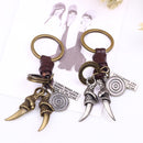 Retro Woven Eagle Claw Keychain Bronze Sliver Keychain Punk Leather Keychain