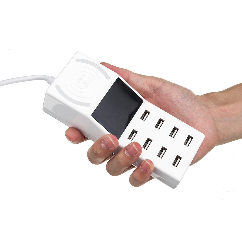 Upgrade Version Multiple USB Charger Intelligent 8-Port Desktop Charger Wireless Charger Charging Station Multi Port Travel Fast Wall Charger Hub Display Real-time Current