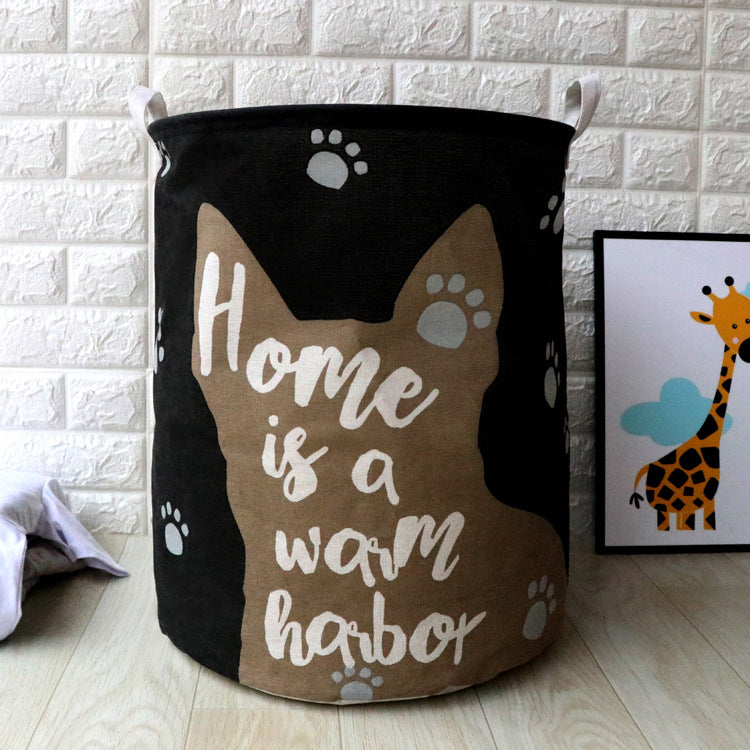 Dirty Clothes Storage Baskets Toy Storage Bucket Cartoon Folding Fabric Hamper Marble Laundry Basket