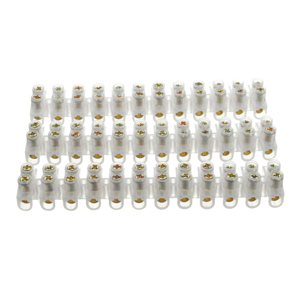 3 PCS 3A Dual 12 Position Screw Terminal Strip Covered Barrier Block