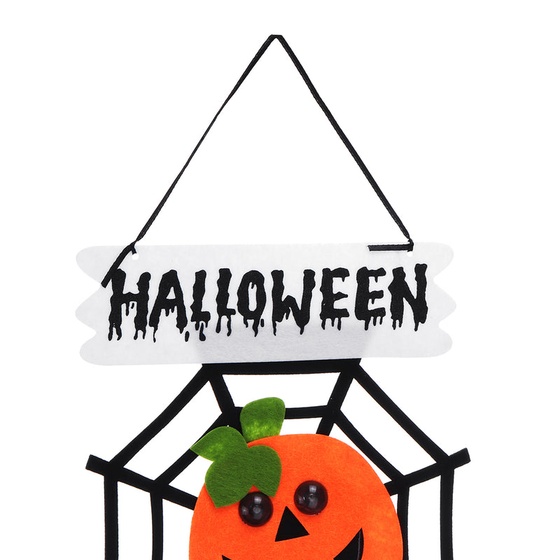 Witch Pumpkin Pattern Halloween Hanging Sign With LED Light Door Home School Office Party Mall Deco