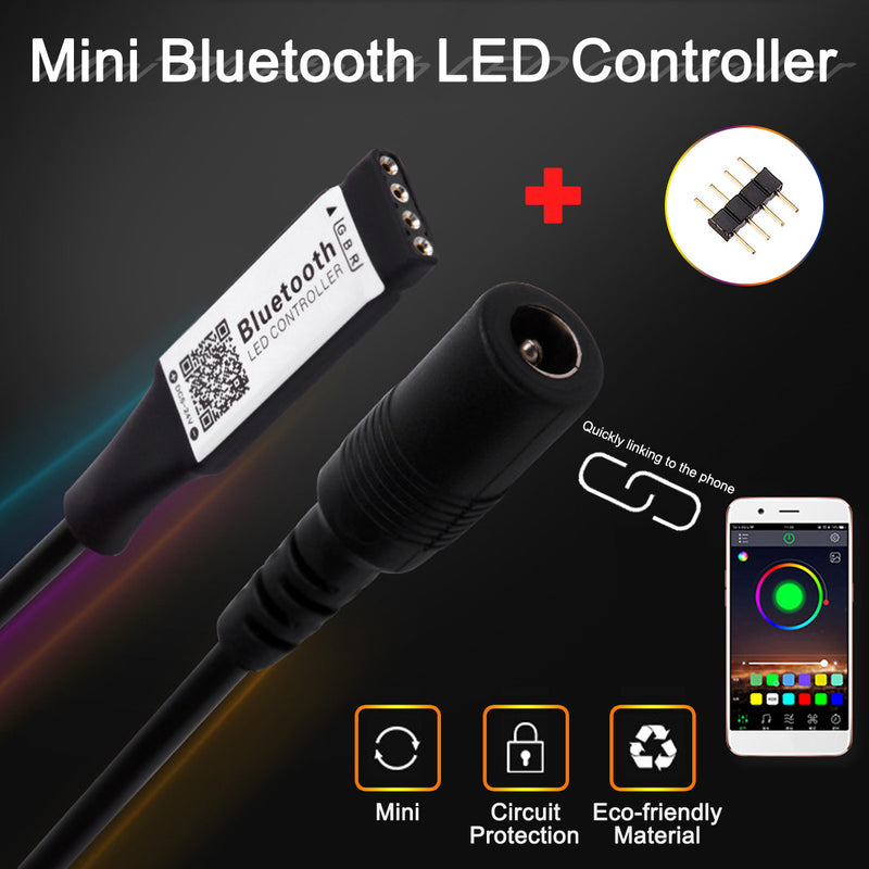 LUSTREON 4Pin Smart bluetooth APP Music Controller with DC Connector for RGB LED Strip Light DC5-24V