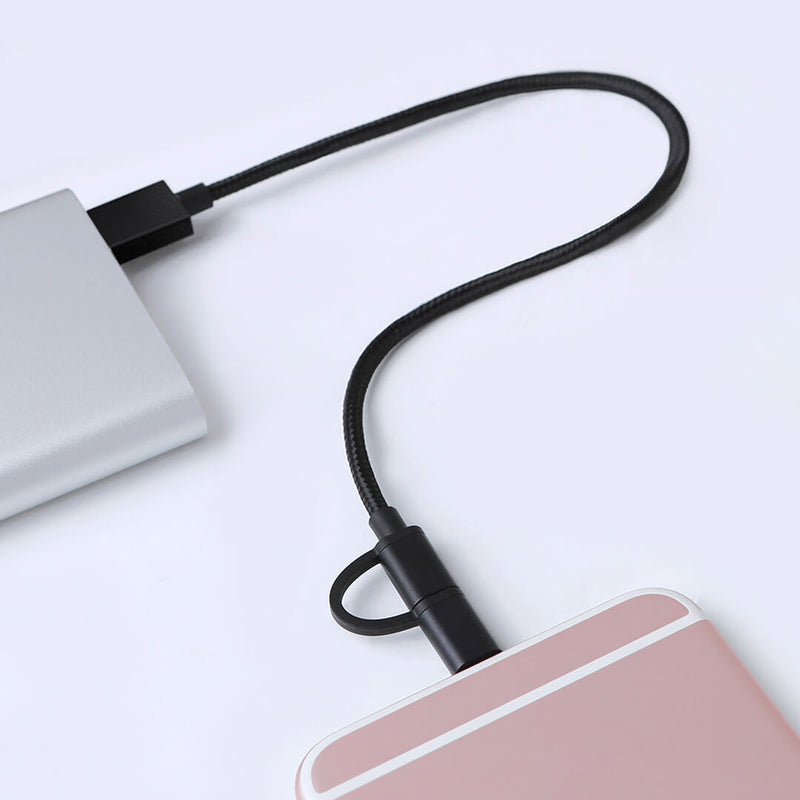 Original Xiaomi Xingka 2.4A 2 in 1 Lightning Micro USB Fast Charging Data Cable for iPhone X XR Xs for iPad Pro