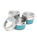 12Pcs Stainless Steel Magnetic Spice Tins Storage Container Jars with Clear Lid