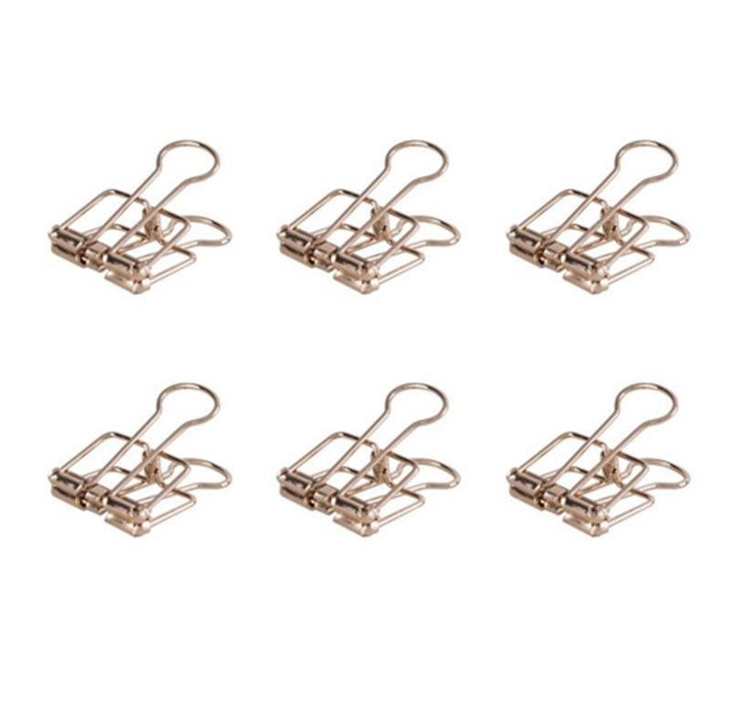 6Pcs Deli 9415 Rose Gold Binder Clip for Office School Paper Organizer Stationery Metal Clips