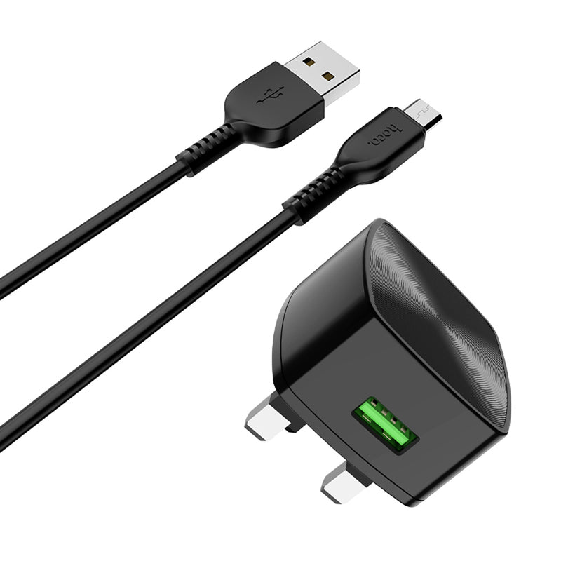 HOCO C70B UK QC 3.0 Charger Power Adapter With Micro USB Cable for Tablet Smartphone