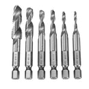 Drillpro 6pcs HSS 1/4" Hex Shank Countersink Drill Bit Set UNC or Metric Deburr Countersink Bits