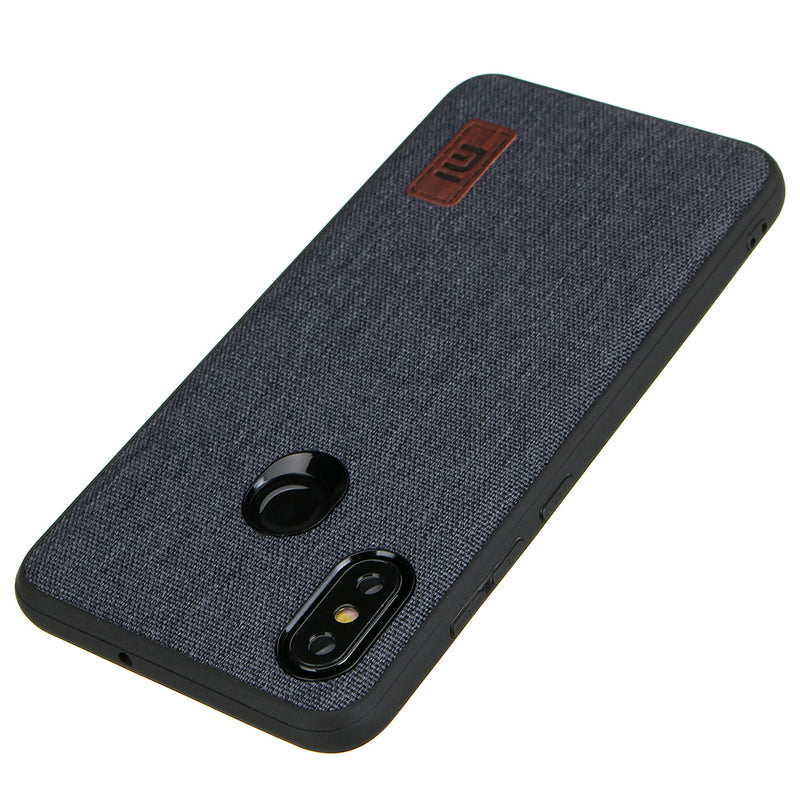 Bakeey Luxury Fabric Splice Soft Silicone Edge Shockproof Protective Case For Xiaomi Mi8 Mi 8