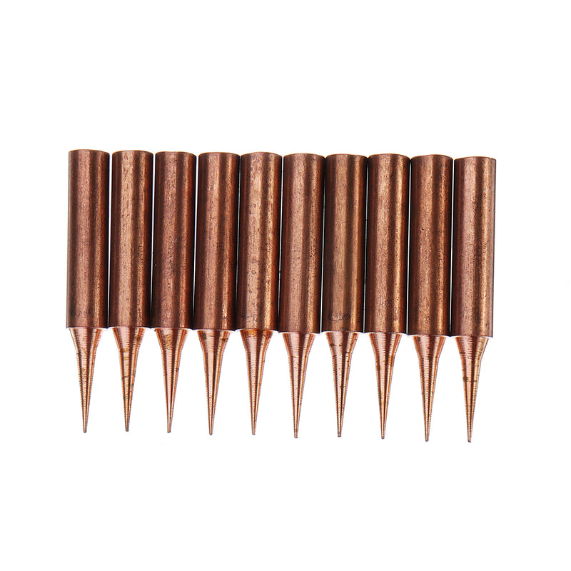 10Pcs Pure Copper Iron Tips 900M-T-I Soldering Tips for Soldering Rework Soldering Iron Station