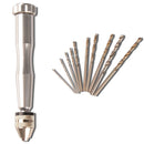 Drillpro Aluminum Hand Drill With 0.6-3.0mm Keyless Chuck and 10pcs 0.8-3.0mm Twist Drill Bits