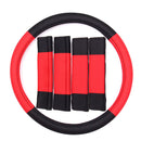 Universal Car Seat Covers Protector Full Set Steel Ring Wheel Cover Belt Pad Red Black