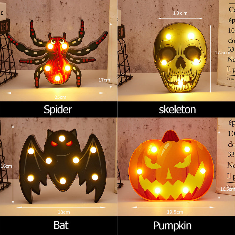 Halloween LED Holiday Light Battery Operated Funny Pumpkin Spider Bat Skeleton Lamp Party Decor