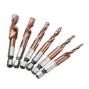 Drillpro 6pcs M3-M10 Combination Drill Tap Bit Set HSS 6542 AlTiN Coated Deburr Countersink Drill Bits
