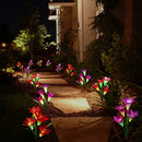 2pcs 4LED Solar Power Lily Flower Stake Light Multicolor Changing Waterproof Outdoor Garden Lamps
