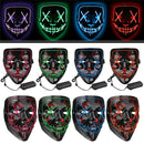 Halloween 4-Modes LED Light El Wire Mask Up Funny Mask The Purge Election Year Great Cosplay Mask