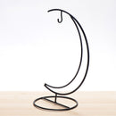 Micro Landscape Moon Shape Iron Holder Suspension Glass Vase Black Rack