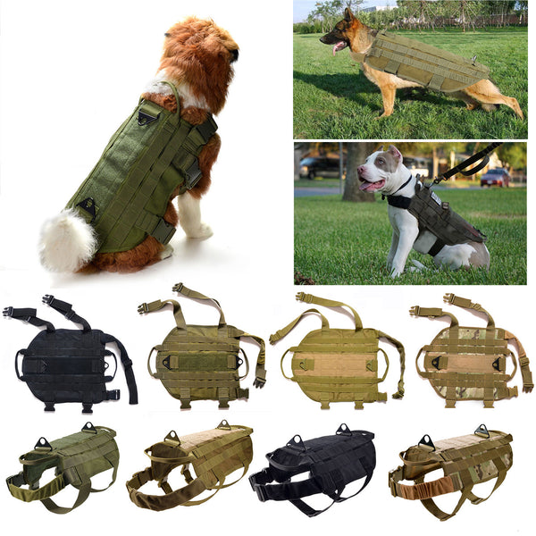 Tactical K9 Dog Military Police Molle Vest Nylon Service Canine Dog Harness XL