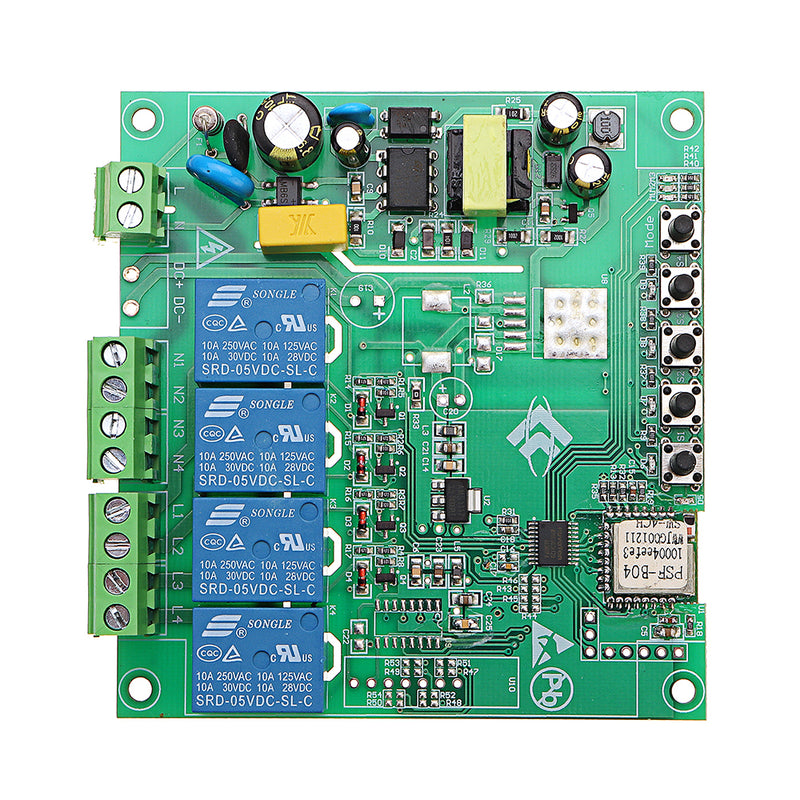 AC 220V 10A Control Smart Switch Point Remote Relay 4 Channel WiFi Module Without Shell
