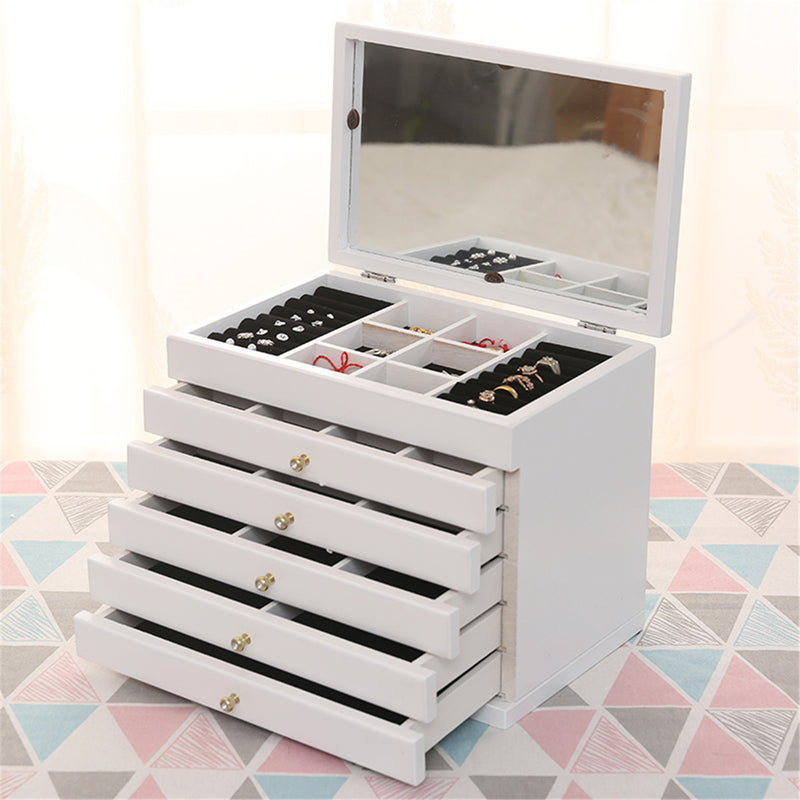 Luxury Multi-Layer High Gloss Wooden Jewelry Box Stylish Retro Storage Jewelry Box