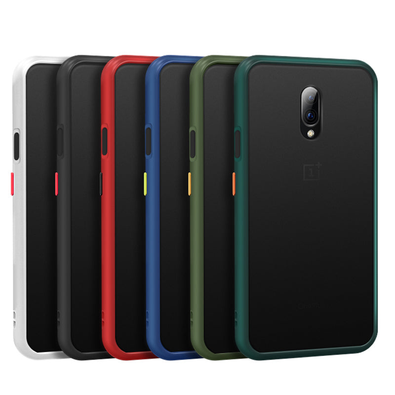 For OnePlus 7 Case Bakeey Armor Shockproof Anti-fingerprint Matte Translucent Hard PC&Soft TPU Edge Protective Case
