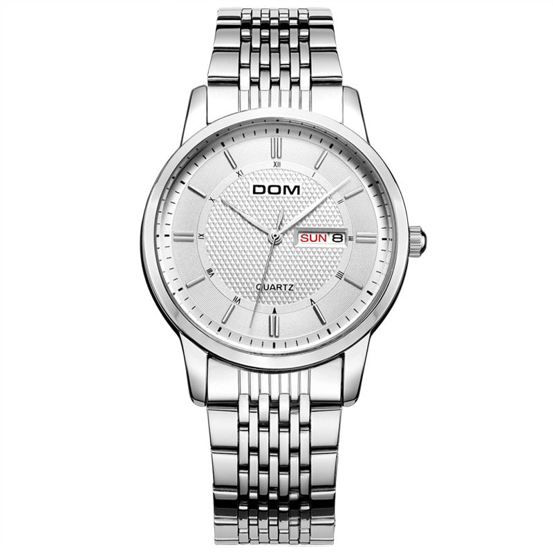 DOM M-11D Casual Super Slim Men Watch 3ATM Waterproof Date Week Display Quartz Watch