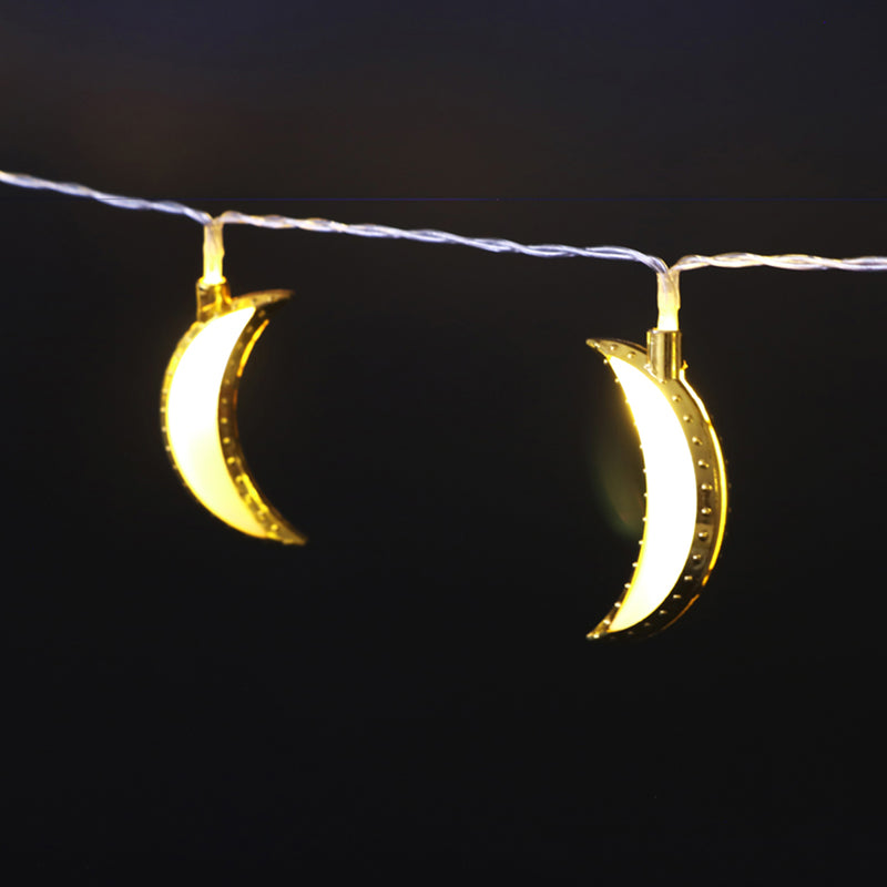 10PCS Golden Moon Shape Eid Ramadan LED String Light Lamp  Islamic Indoor Home Party Decor