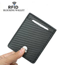 Men's Carbon Fiber Grain Billfold Wallet RFID Blocking ID Card Holder Money Clip