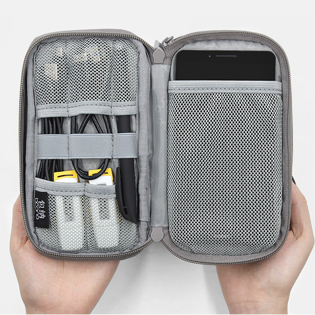 Boona 19cm*10.5cm Double-deck Digital Accessories Storage Bag USB Cable Charger U Dick Power Bank Organizer Bag
