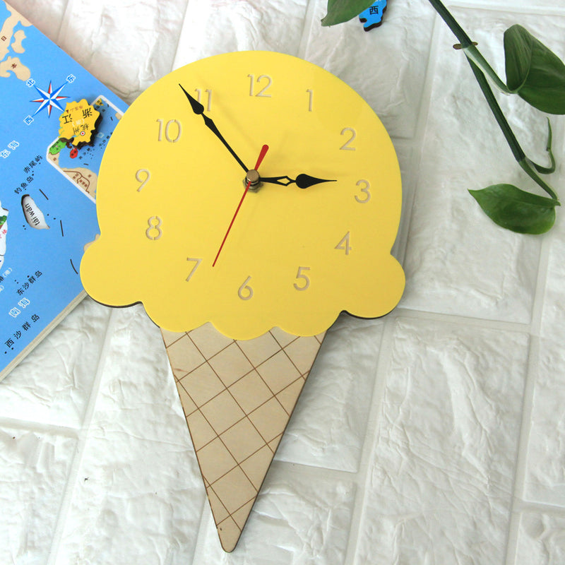 Home Cartoon Creative Wall Clock Living Room Acrylic Ice Cream Children's Clock