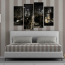 Miico Hand Painted Four Combination Decorative Paintings Dark Night City Street Wall Art For Home Decoration