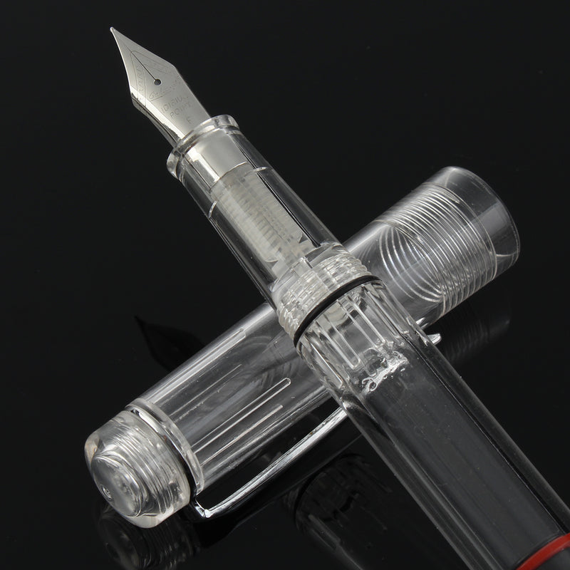 Caliarts Ego Demonstrator Transparent Piston Fountain Pen Big Ink Volume 0.38mm/0.5mm Nib Fountain Pen