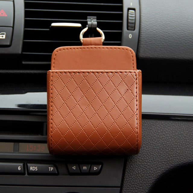 Car Supplies Air Outlet Storage Bag Car Leather Multi-function Compartment Air Outlet Mobile Phone Holder Storage Box Bag
