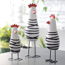 3 Pcs Wooden Chicken Family Set Artificial Animal Ornaments Cute Desktop Decoration Wood Carving Toys for Home Office