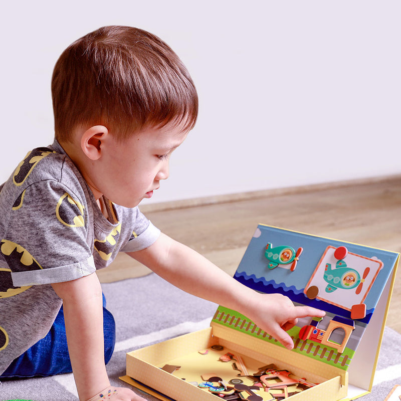 Xiaomi BE034 BE035 Magnetic Art Case Bravokids Geometric Art Case Traffic Art Case Jigsaw Puzzle Toy with Drawing Graffiti Board